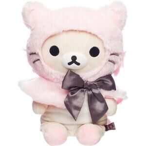 NEW with Tags Korilakkuma San-X Original Dressed in a Pink Hooded Cat Capelet